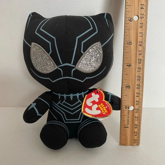 New Ty Marvel Black Panther Beanie Baby Plush Soft Toy - 6" Avengers With Tags - Picture 2 of 7